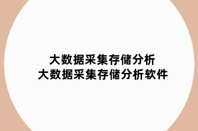 大数据采集存储分析 大数据采集存储分析软件